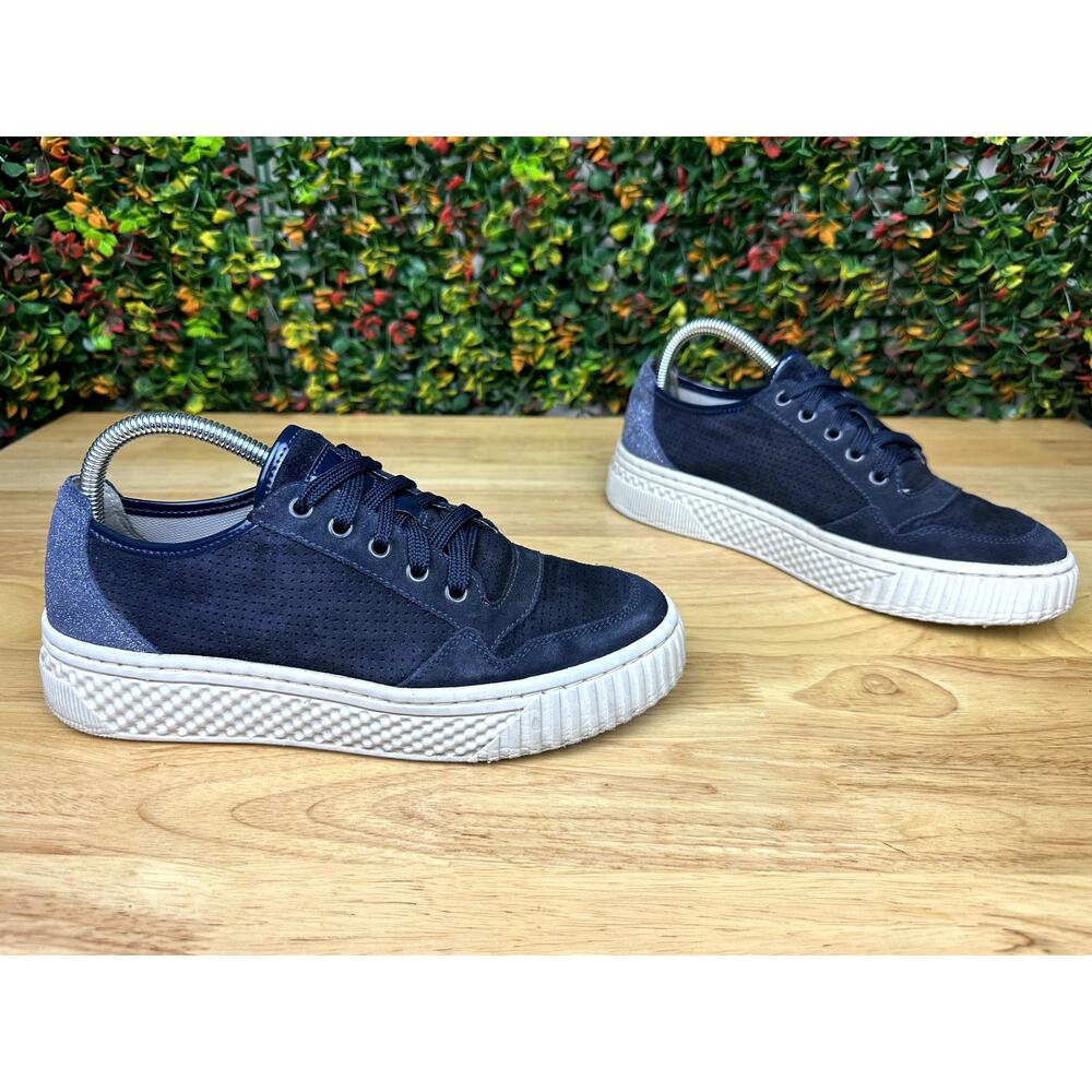 Geox Perforated Cup Sole Sneakers Shoes Platform Navy Blue White Womens 8.5 Guc View 4